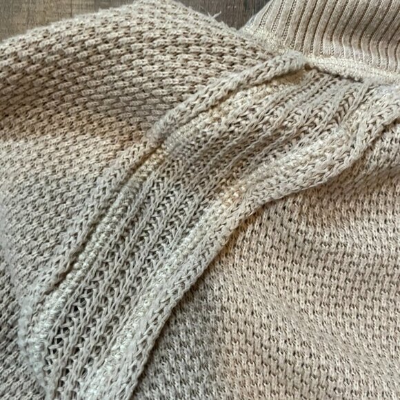 Free People Beige Textured Knit Balloon Sleeve Sweater Size Large - Picture 9 of 9